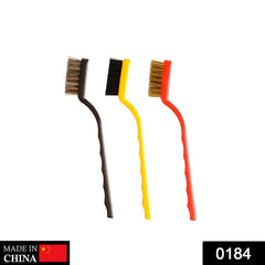 184 -3 Pc Mini Wire Brush Set (Brass, Nylon, Stainless Steel Bristles)