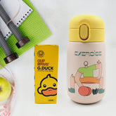 Duck Stainless Steel Water Bottle For Kids Adults Steel Flask Metal Thermos, Spill Proof Cap Closure, BPA Free For School Home Office, Drinkware, 400 ML