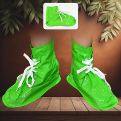 Plastic Shoes Cover Reusable Anti-Slip Boots Zippered Overshoes Covers & Shoe laces Waterproof Snow Rain Boots for Kids / Adult Shoes, for Rainy Season (1 Pair)
