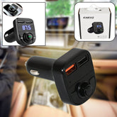 CAR-X8 Bluetooth FM Transmitter Kit for Hands-Free Call Receiver / Music Player / Call Receiver / Fast Mobile Charger Ports for All Smartphones with 3.1A Quick Charge Dual USB Car Charger