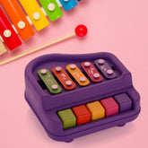 2 in 1 Baby Piano Xylophone Toy for Toddlers, 5 Multicolored Key Keyboard Xylophone Piano, Preschool Educational Musical Learning Instruments Toy for Baby Kids Girls Boys 3+ Years (1 Pc)