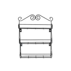 Big Wall Mounted Iron Wall Shelf with 3 Storage Racks for Kitchen, Pantry, Cabinet, Counter top or Free Standing, Rack Holder for Kitchen
