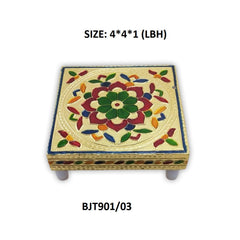 2122 Multipurpose Traditional Decorative Design Wooden Chowki/Bajot