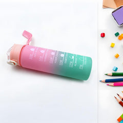 Motivational Water Bottle with Straw & Time Marker