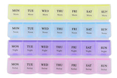 0383 Pill Case- 4 Row 28 Squares Weekly 7 Days Tablet Box Holder Medicine Storage Organizer Container