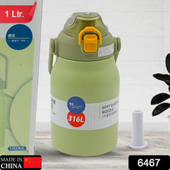 6467 Premium Stainless Steel Vacuum Insulated Bottle Water Flask Vacuum Hot Cold For Kids / Travelling Water Bottle for Kids with Straw, Thermos For office / Gym /School (1000 ML)